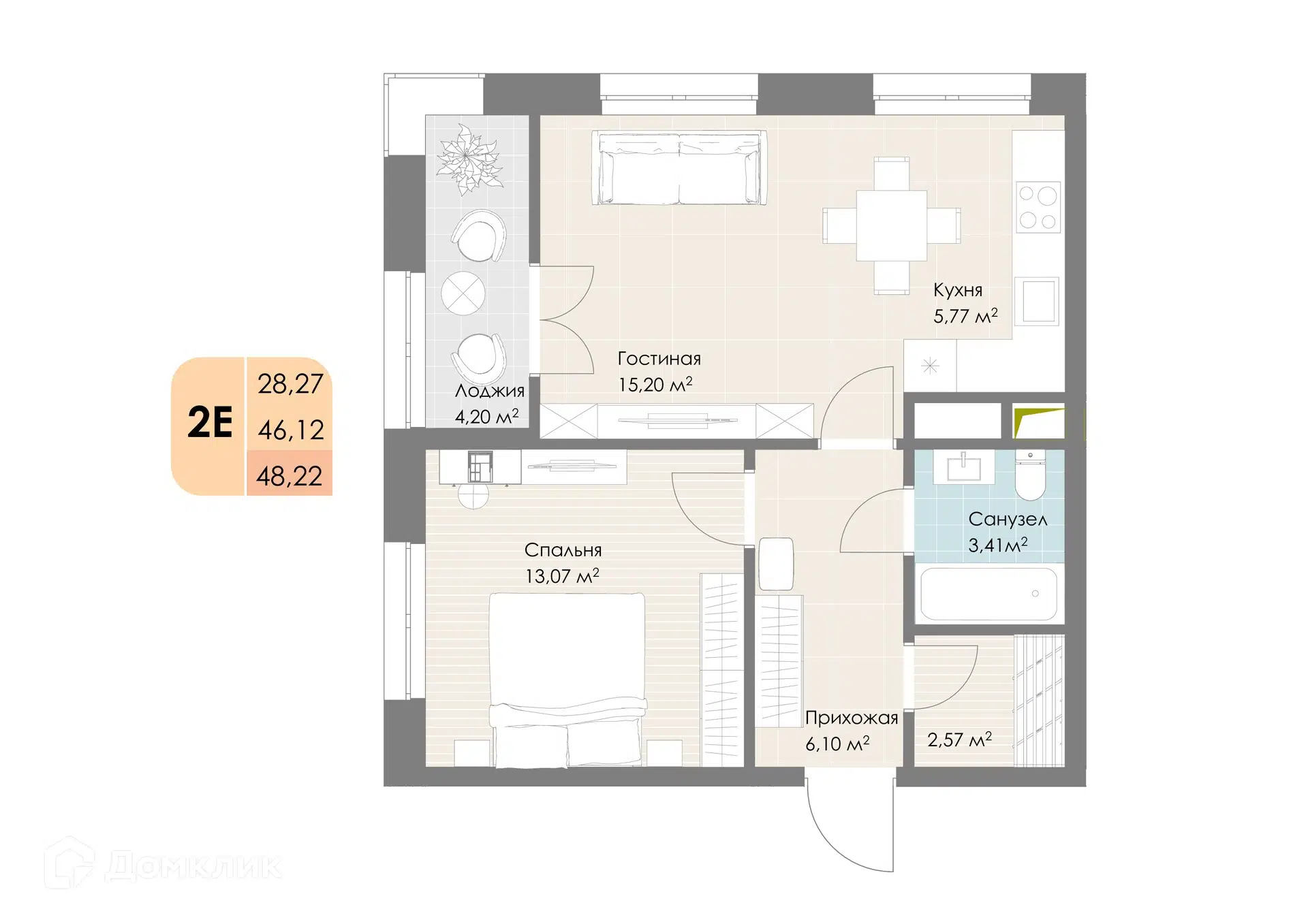 Купить 2-комнатную квартиру, 48.22 м² в ЖК Дюна по адресу Московская  область, Котельники, Новорязанское шоссе, 6, метро недорого – Домклик