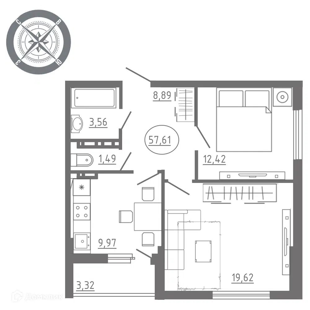 Купить 2-комнатную квартиру, 59.2 м² в ЖК Гармония по адресу Орёл,  Раздольная улица, 29, недорого – Домклик