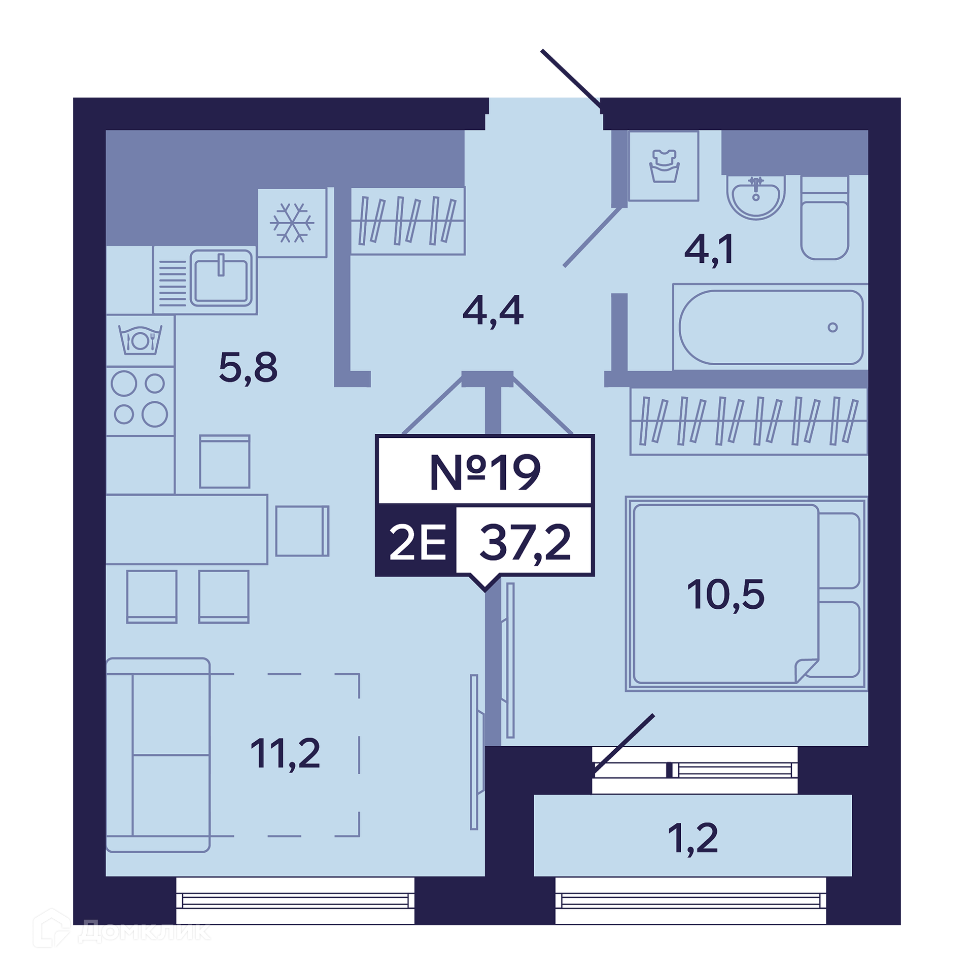 Купить 2-комнатную квартиру, 37.2 м² в ЖК Ленские высоты по адресу  Республика Саха (Якутия), Якутск, Новопортовской квартал, 1А, недорого –  Домклик