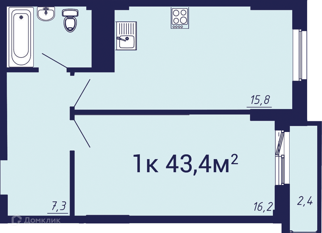 Купить 1-комнатную квартиру, 43.4 м² в ЖК Спортивный по адресу Челябинск,  улица Университетская Набережная, 49, недорого – Домклик