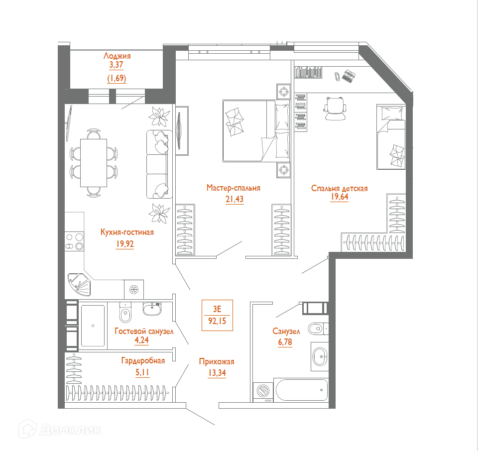 Купить 2-комнатную квартиру, 92.34 м² в ЖК Monodom Line (Монодом Лайн) по  адресу Санкт-Петербург, 11-я линия Васильевского острова, 56Е, метро  недорого – Домклик