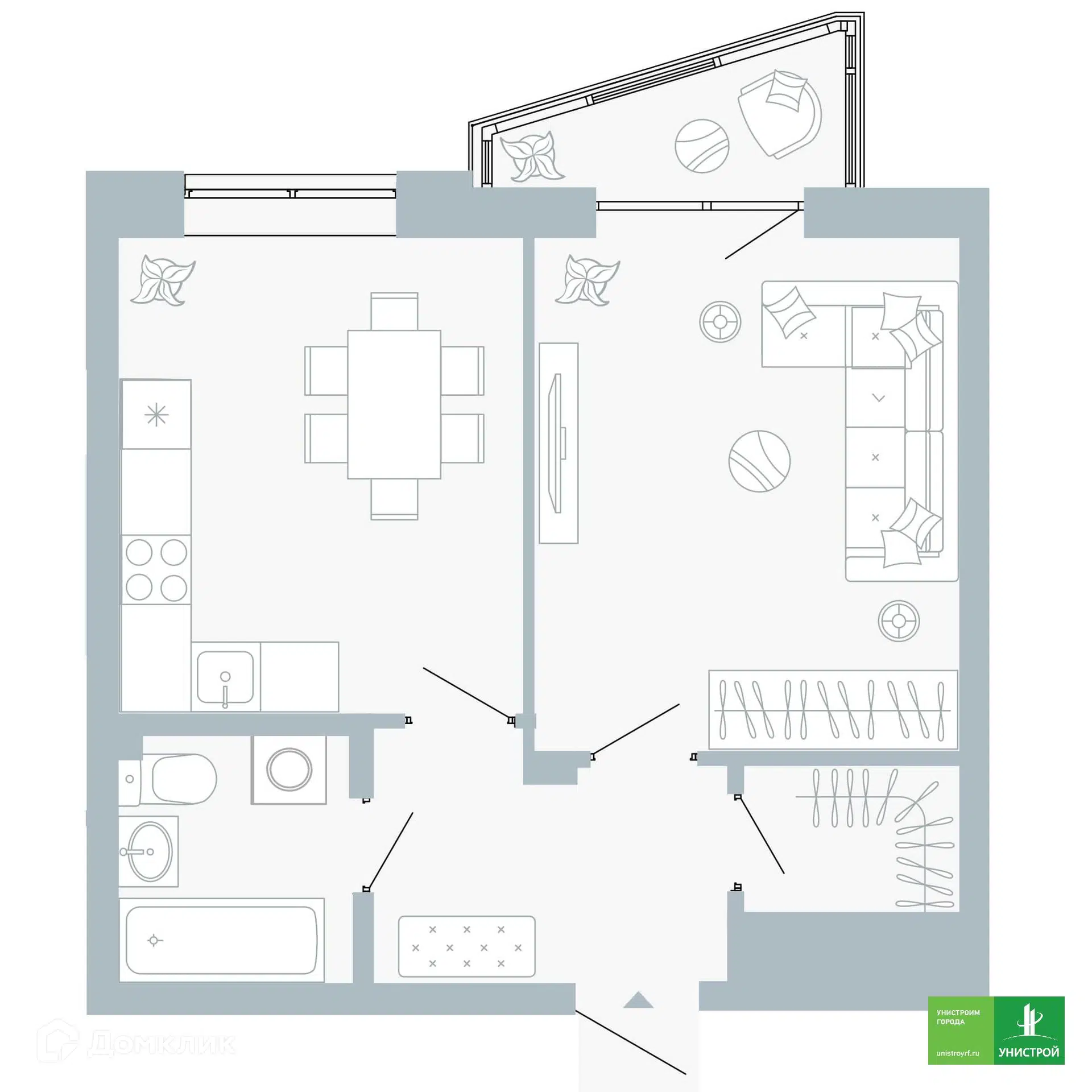 Купить 1-комнатную квартиру, 41.27 м² в ЖК Причал по адресу Пермь, Рионская  улица, 4А, недорого – Домклик