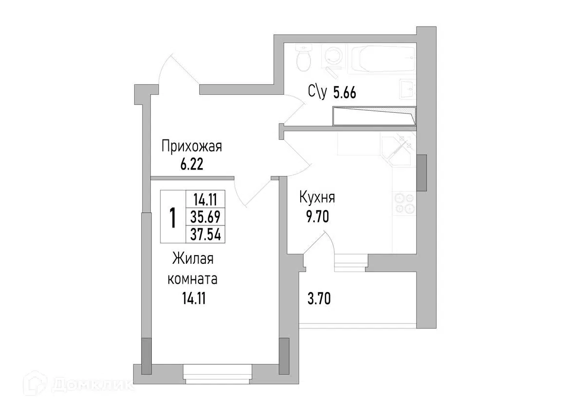 Купить 1-комнатную квартиру, 37.54 м² в ЖК НОВЫЙ СОЛНЕЧНЫЙ по адресу  Воронеж, проспект Труда, 139Б, недорого – Домклик