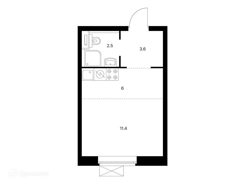 Купить 1-комнатную квартиру, 23.5 м² в ЖК Космонавтов 11 по адресу  Свердловская область, Екатеринбург, проспект Космонавтов, 11А, метро ,  недорого – Домклик