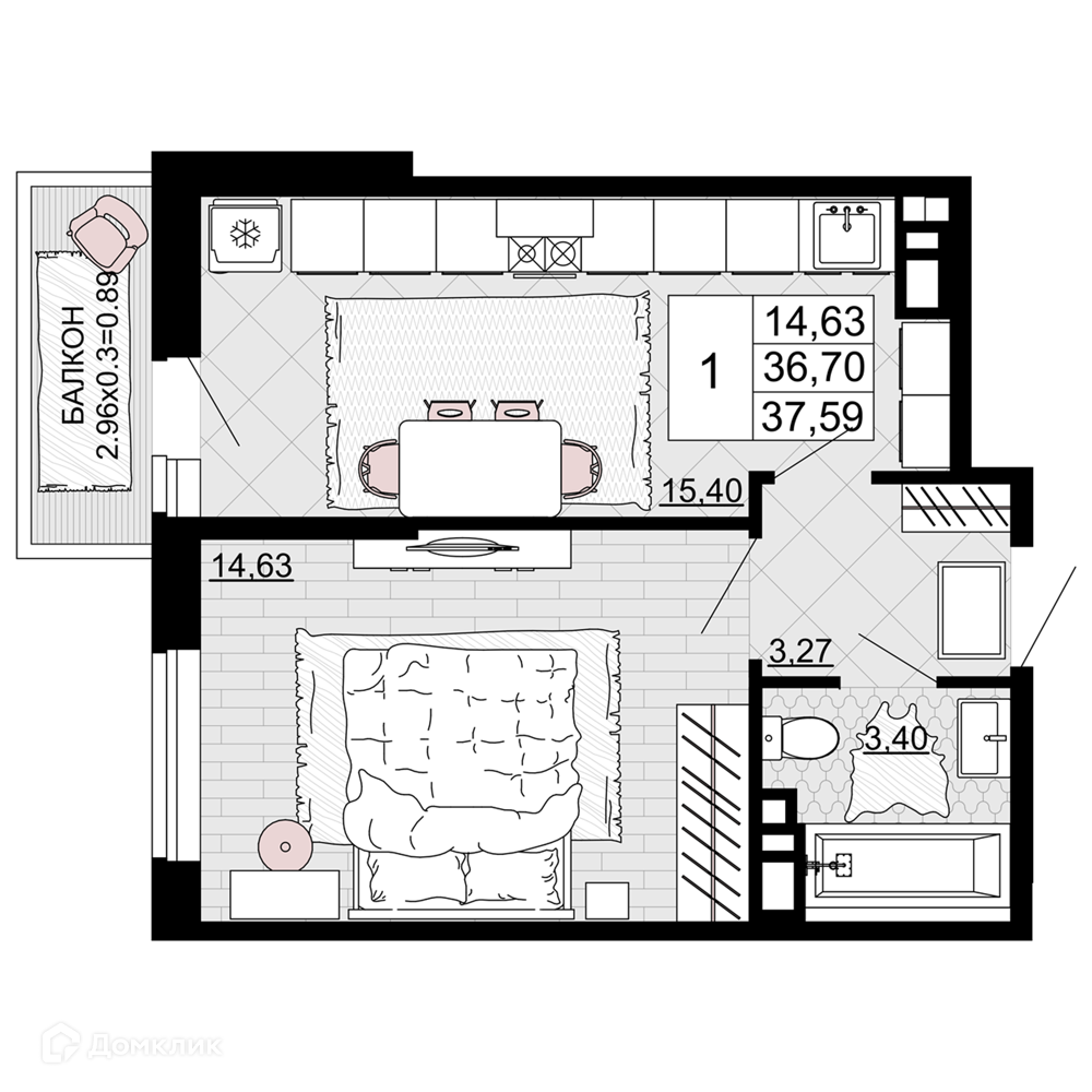 Купить 1-комнатную квартиру, 37.59 м² в ЖК Дружба по адресу Республика  Адыгея, Майкоп, Степная улица, 257, недорого – Домклик