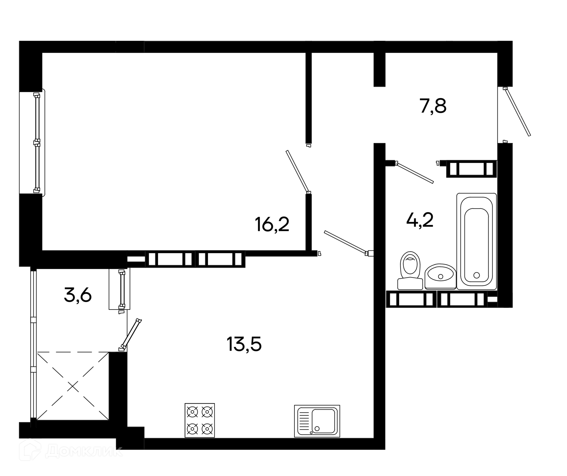 Купить 1-комнатную квартиру, 45.3 м² в ЖК Клубный дом Моне по адресу  Республика Крым, Симферополь, Севастопольская улица, 41, недорого – Домклик