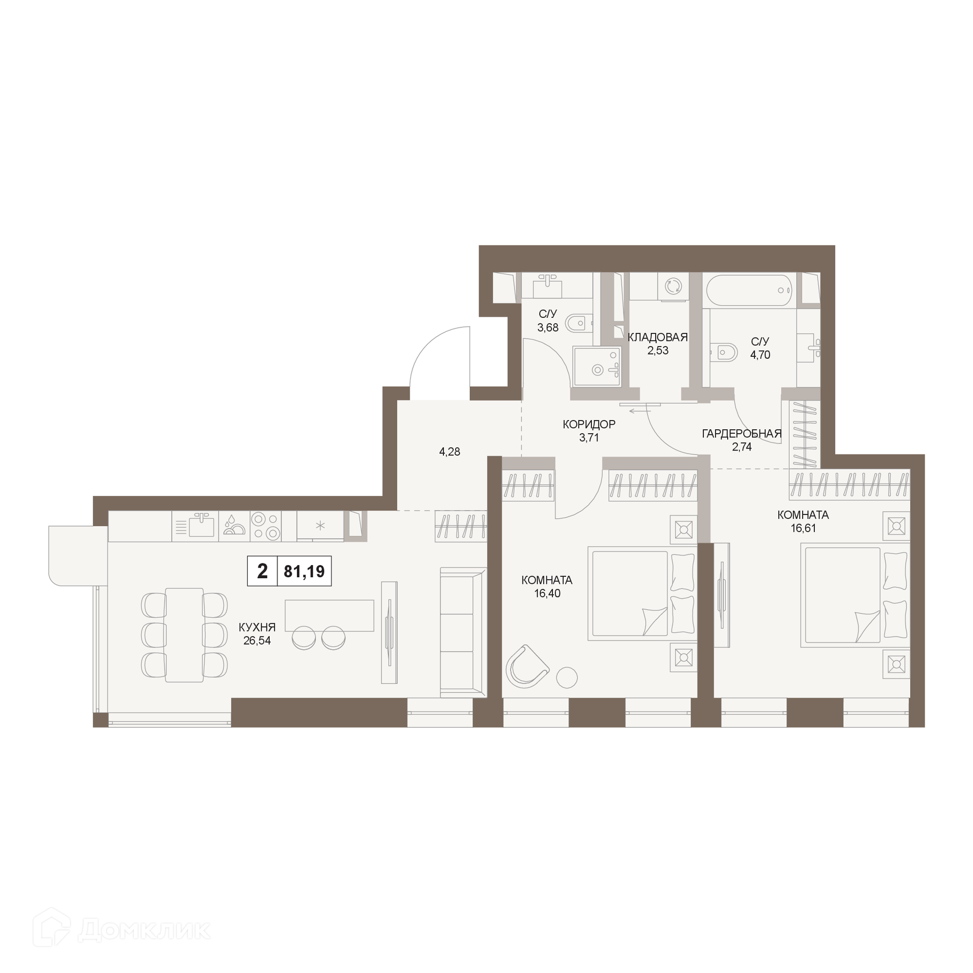 Купить 2-комнатную квартиру, 81.19 м² в ЖК The Five (Зе Файв) по адресу  Москва, 5-й Донской проезд, 15с4, метро , недорого – Домклик