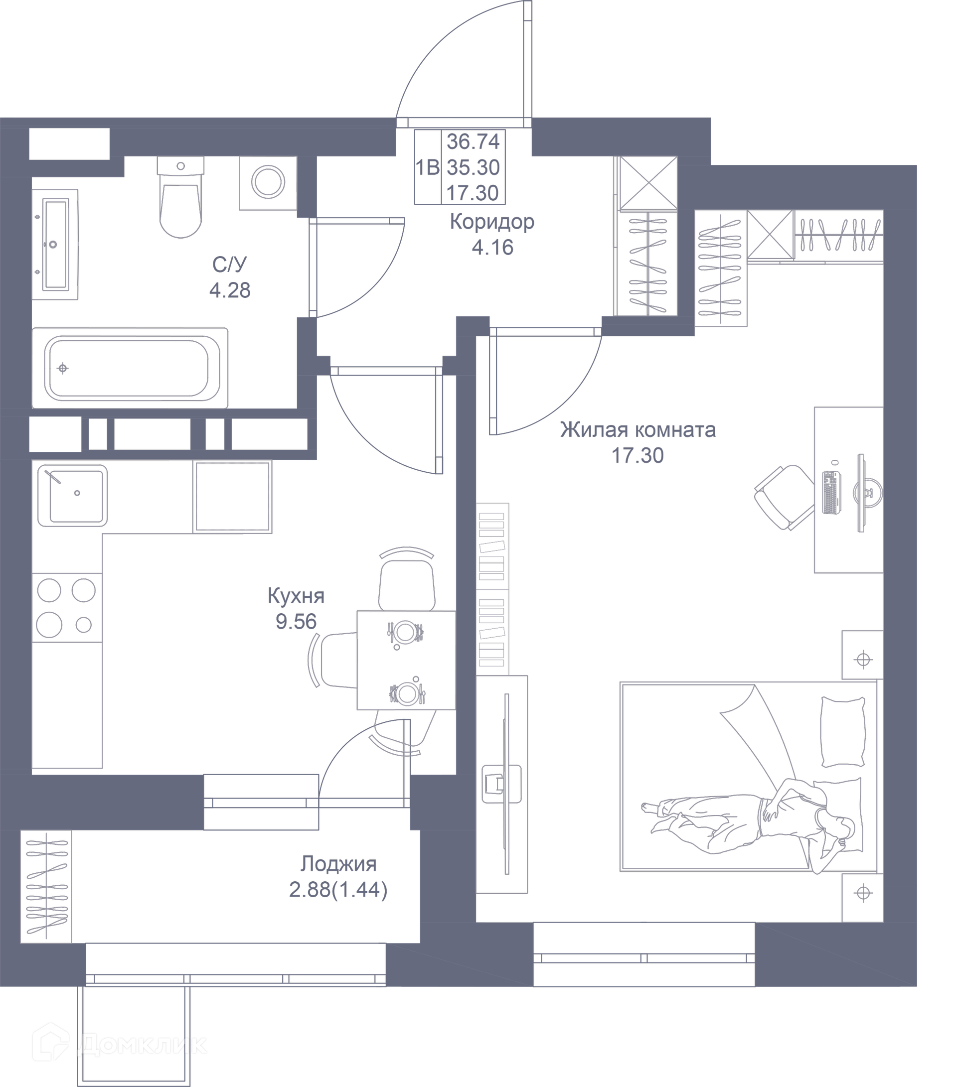 Купить 1-комнатную квартиру, 36.74 м² в ЖК Мой Ритм по адресу Республика  Татарстан, Казань, жилой комплекс Мой Ритм, недорого – Домклик