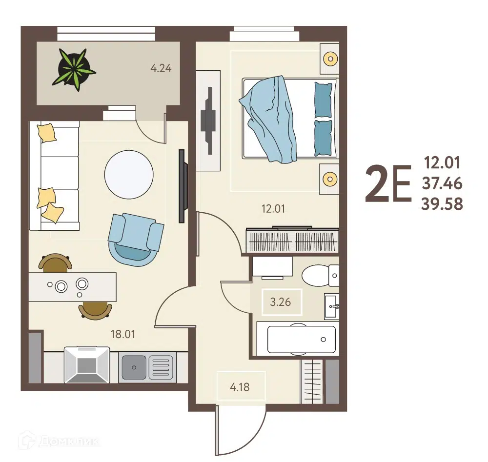 Купить 1-комнатную квартиру, 39.58 м² в ЖК Инстеп.Механизаторов по адресу  Липецк, жилой комплекс Инстеп. Механизаторов, недорого – Домклик