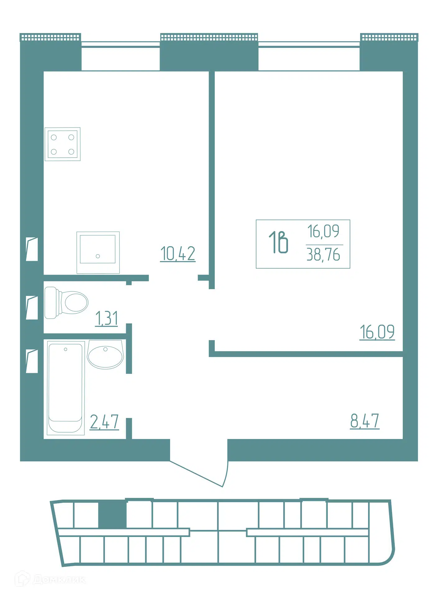 Купить 1-комнатную квартиру, 38.76 м² в ЖК Vera (Вера) по адресу Республика  Мордовия, Саранск, Дальняя улица, 2А, недорого – Домклик