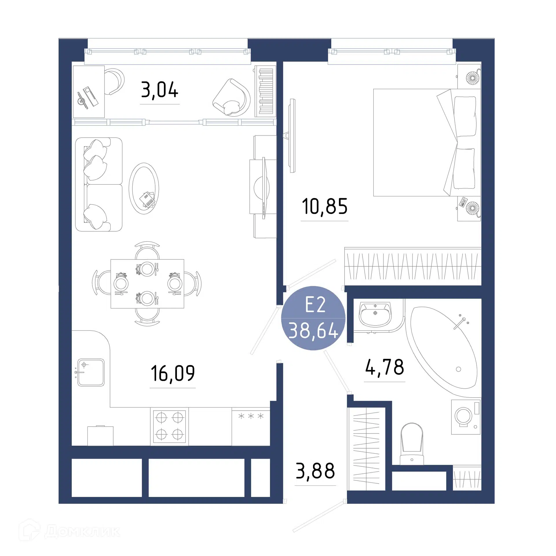 Купить 1-комнатную квартиру, 38.64 м² в ЖК Бульвар оптимистов по адресу  Рязанский район, Дядьковское сельское поселение, село Дядьково, 2-й  Бульварный проезд, 2, недорого – Домклик