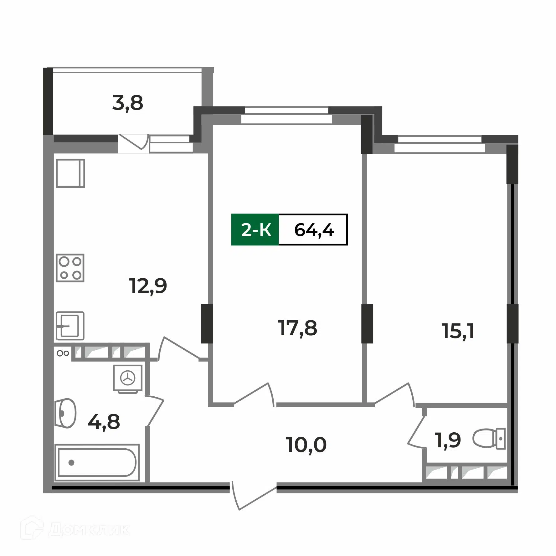 Купить 2-комнатную квартиру, 64.4 м² в ЖК Чайковский по адресу Владимирская  область, Ковров, улица Зои Космодемьянской, 28/1, недорого – Домклик