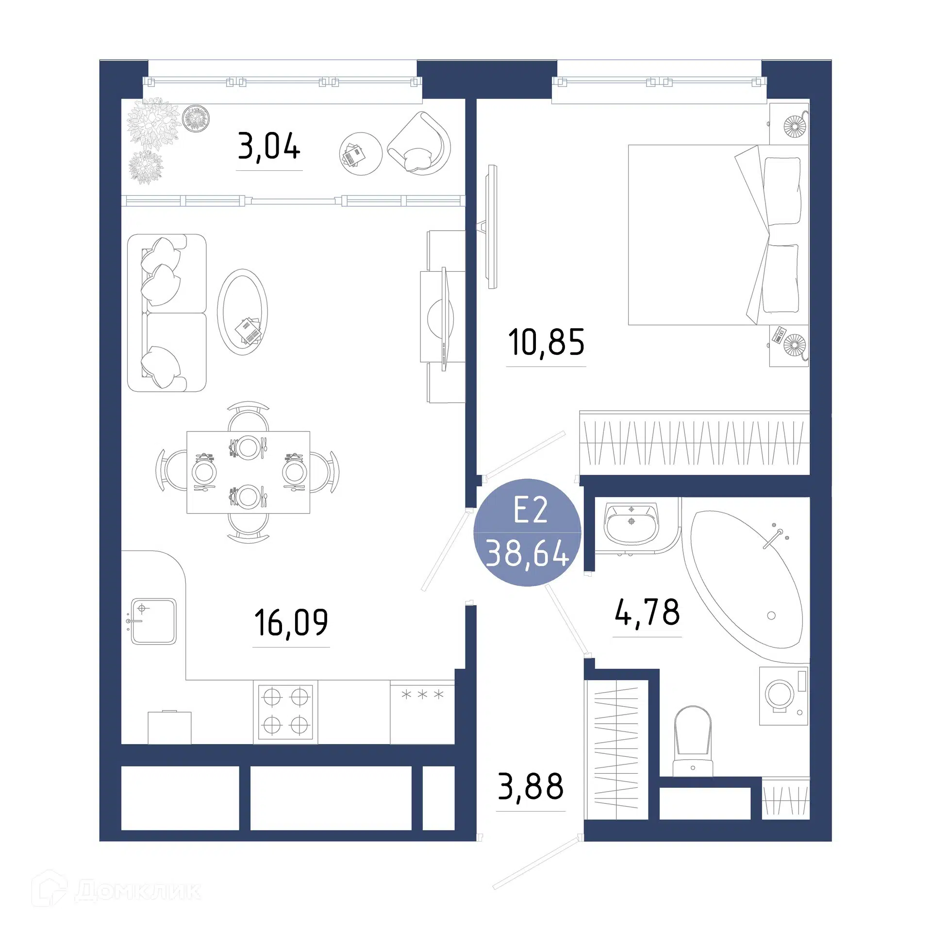 Купить 1-комнатную квартиру, 38.64 м² в ЖК Бульвар оптимистов по адресу  Рязанский район, Дядьковское сельское поселение, село Дядьково, 2-й Бульварный  проезд, 2, недорого – Домклик