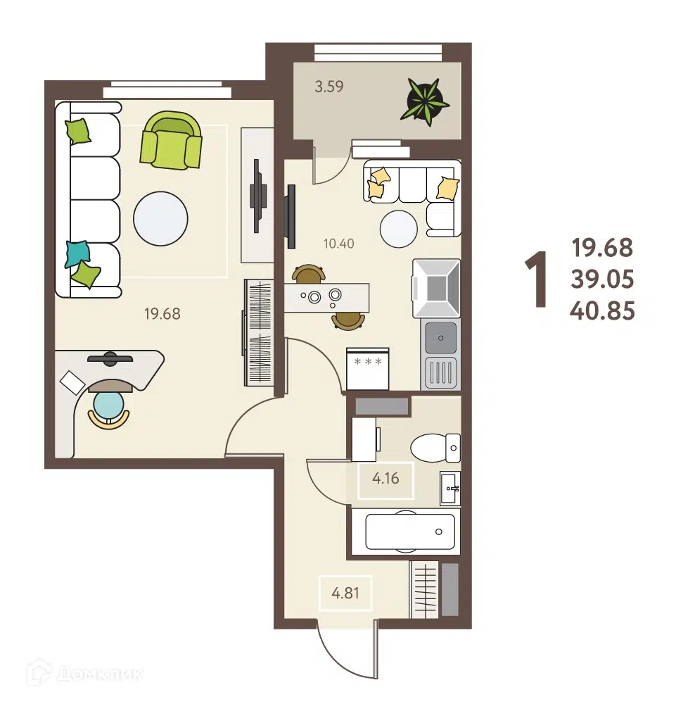 Купить 1-комнатную квартиру, 40.85 м² в ЖК Инстеп.Механизаторов по адресу  Липецк, жилой комплекс Инстеп. Механизаторов, недорого – Домклик