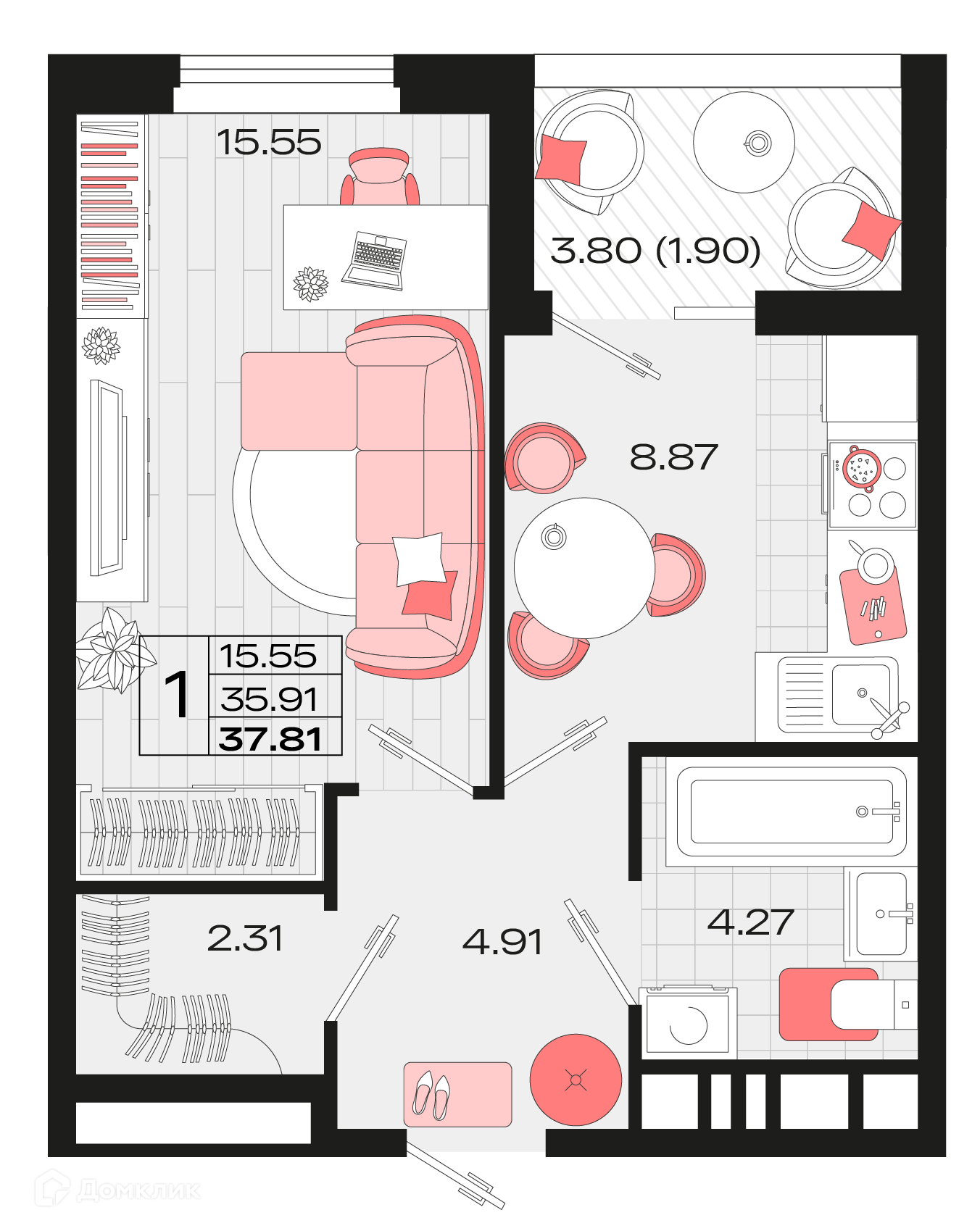 Купить 1-комнатную квартиру, 37.81 м² в ЖК Римские каникулы по адресу  Краснодарский край, Армавир, 8-й микрорайон, 8, недорого – Домклик