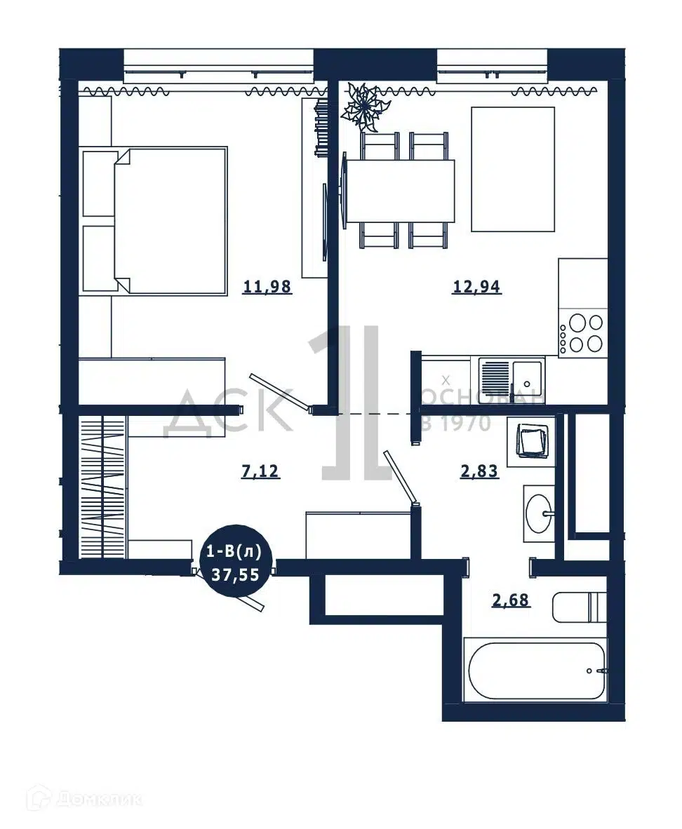 Купить 1-комнатную квартиру, 37.55 м² в ЖК Крылов по адресу  Ханты-Мансийский автономный округ, Сургут, Высоковольтная улица, 6/2,  недорого – Домклик