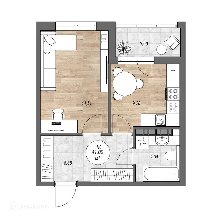 Купить 1-комнатную квартиру, 41 м² в ЖК Каскад по адресу Республика  Карелия, Петрозаводск, улица Попова, 13А, недорого – Домклик