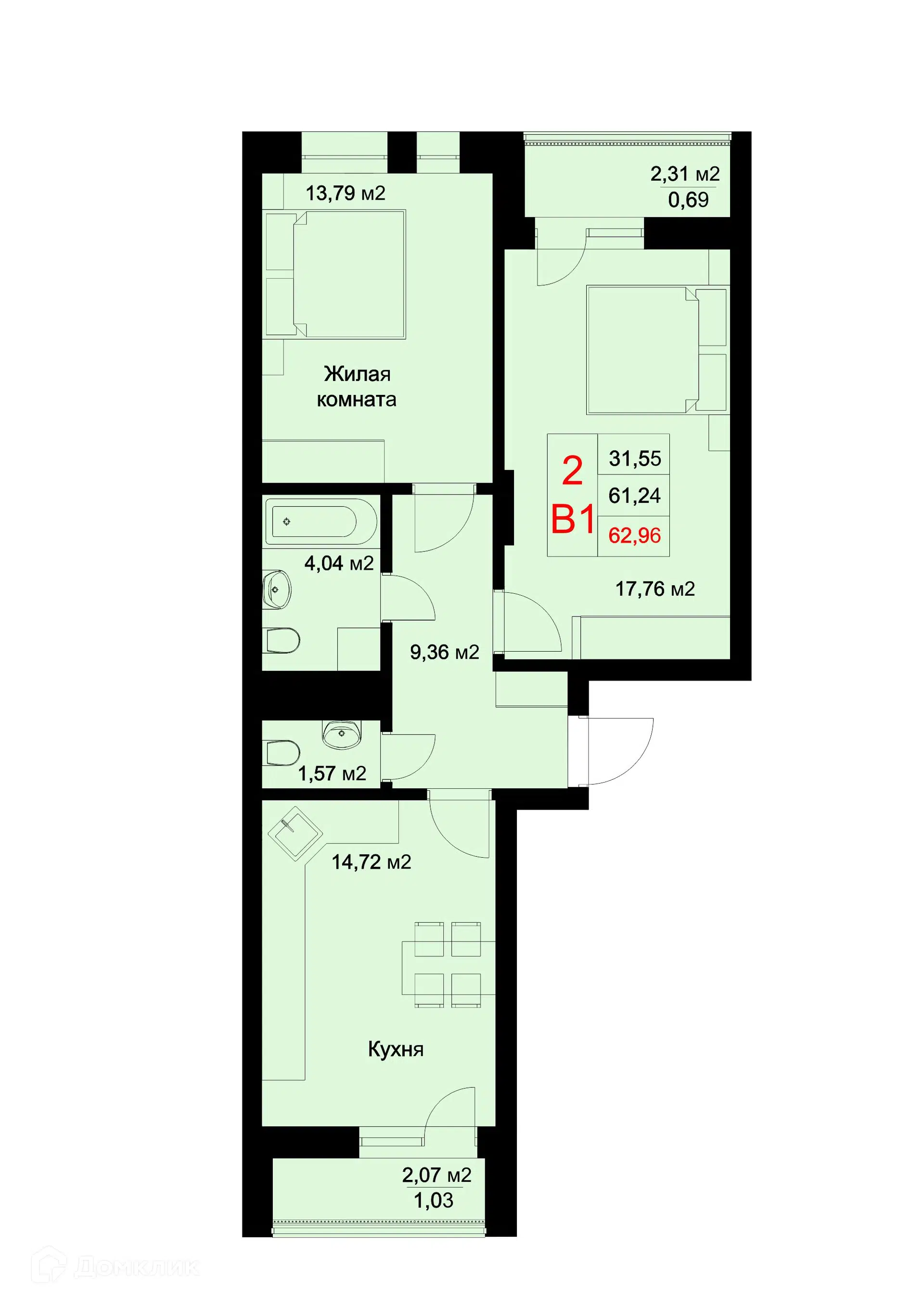 Купить 2-комнатную квартиру, 63.42 м² в ЖК Стрела по адресу Республика  Татарстан, Казань, улица Рауиса Гареева, 78, недорого – Домклик