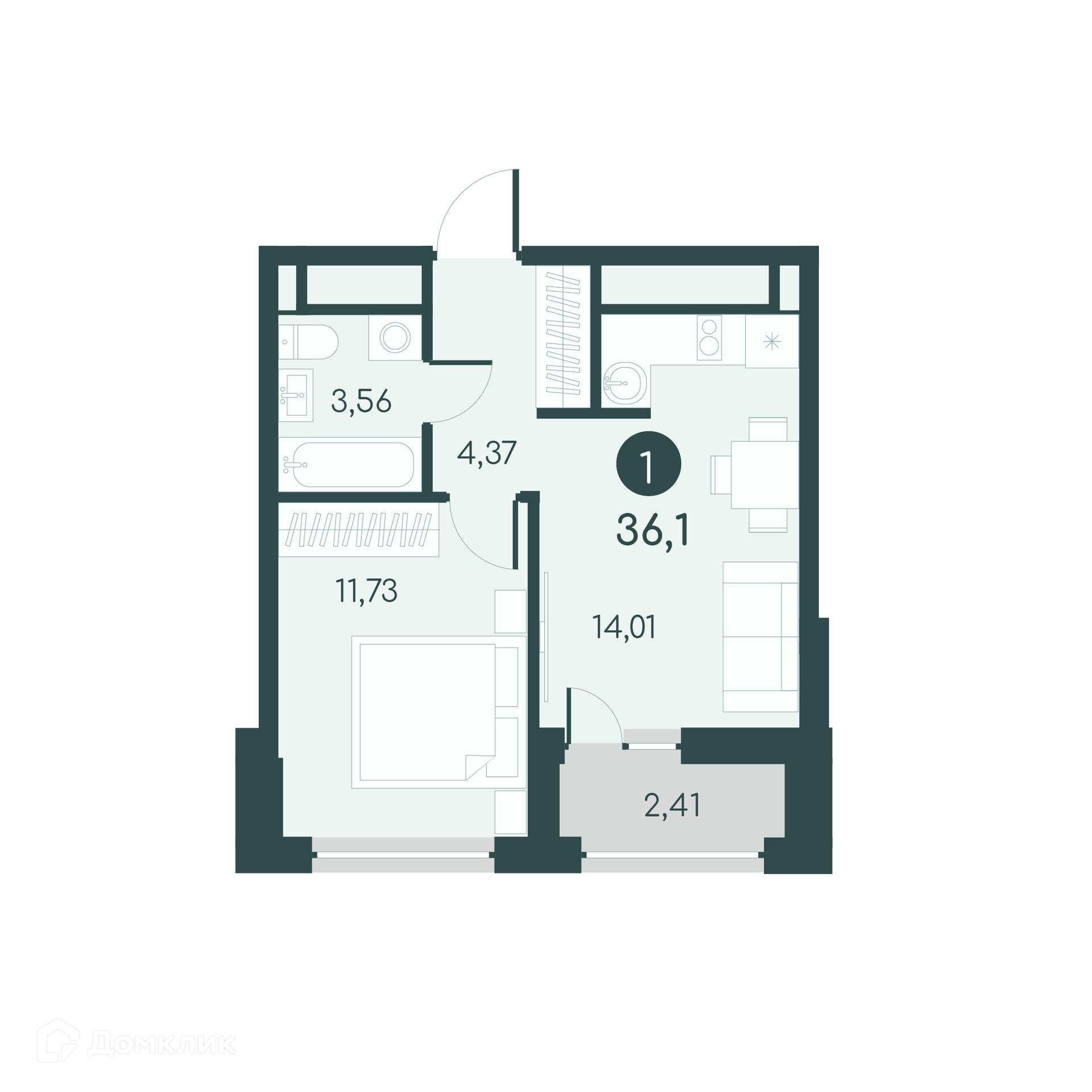 Купить 1-комнатную квартиру, 36.1 м² в ЖК Малиновые высоты по адресу Курган,  недорого – Домклик