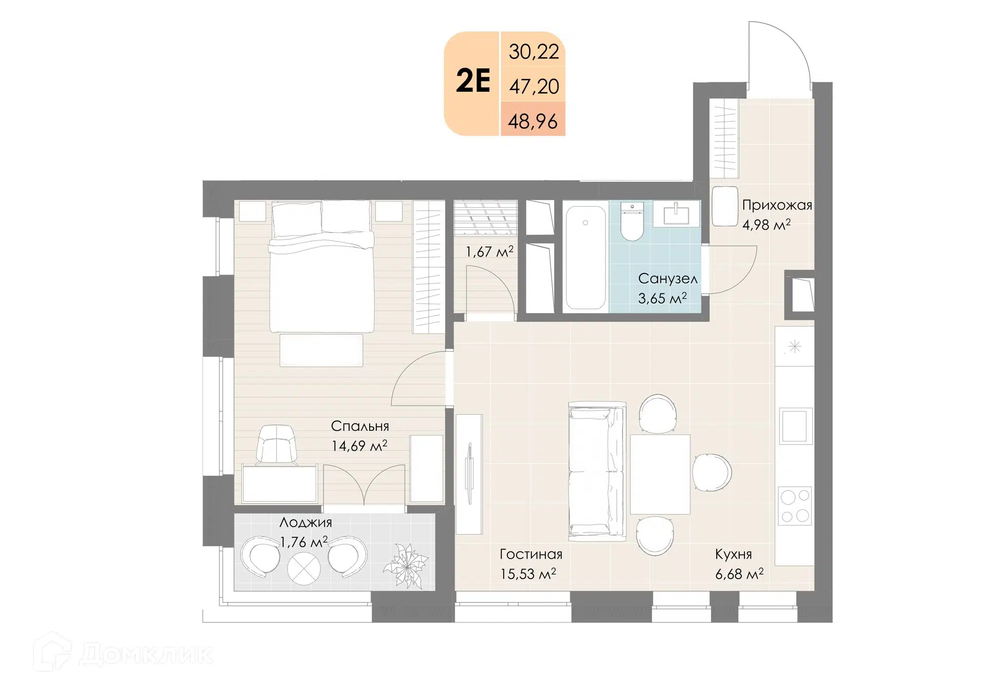 Купить 2-комнатную квартиру, 48.96 м² в ЖК Дюна по адресу Московская  область, Котельники, Новорязанское шоссе, 6, метро недорого – Домклик