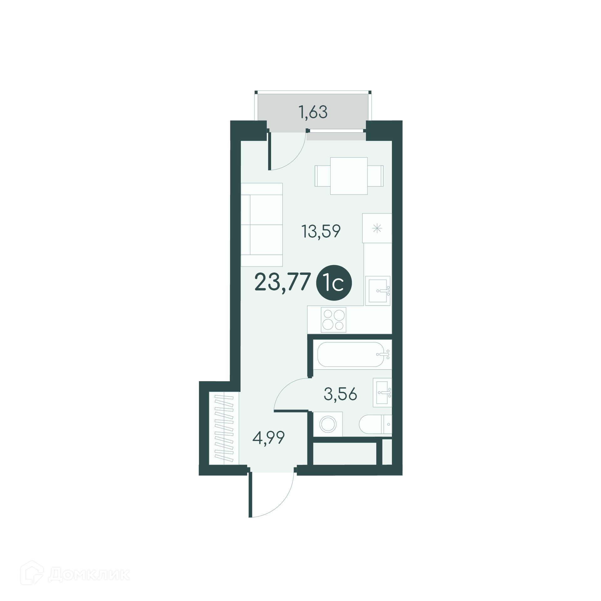 Купить студию, 23.77 м² в ЖК Малиновые высоты по адресу городской округ  Курган, недорого – Домклик