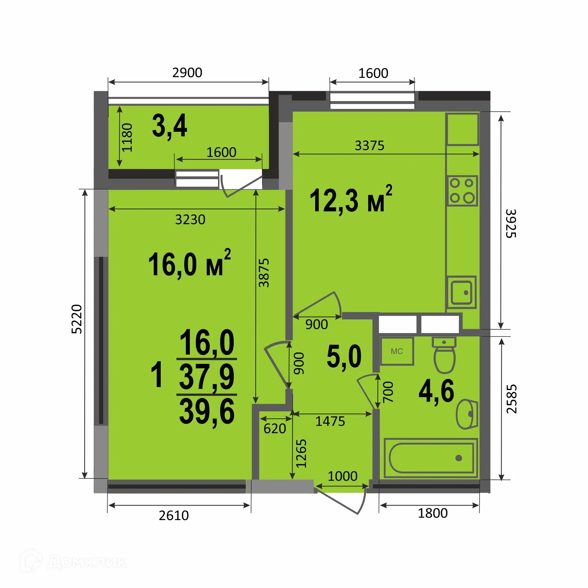 Купить 1-комнатную квартиру, 39.6 м² в ЖК Смоленская 3а по адресу Владимир,  Смоленская улица, 3А, недорого – Домклик