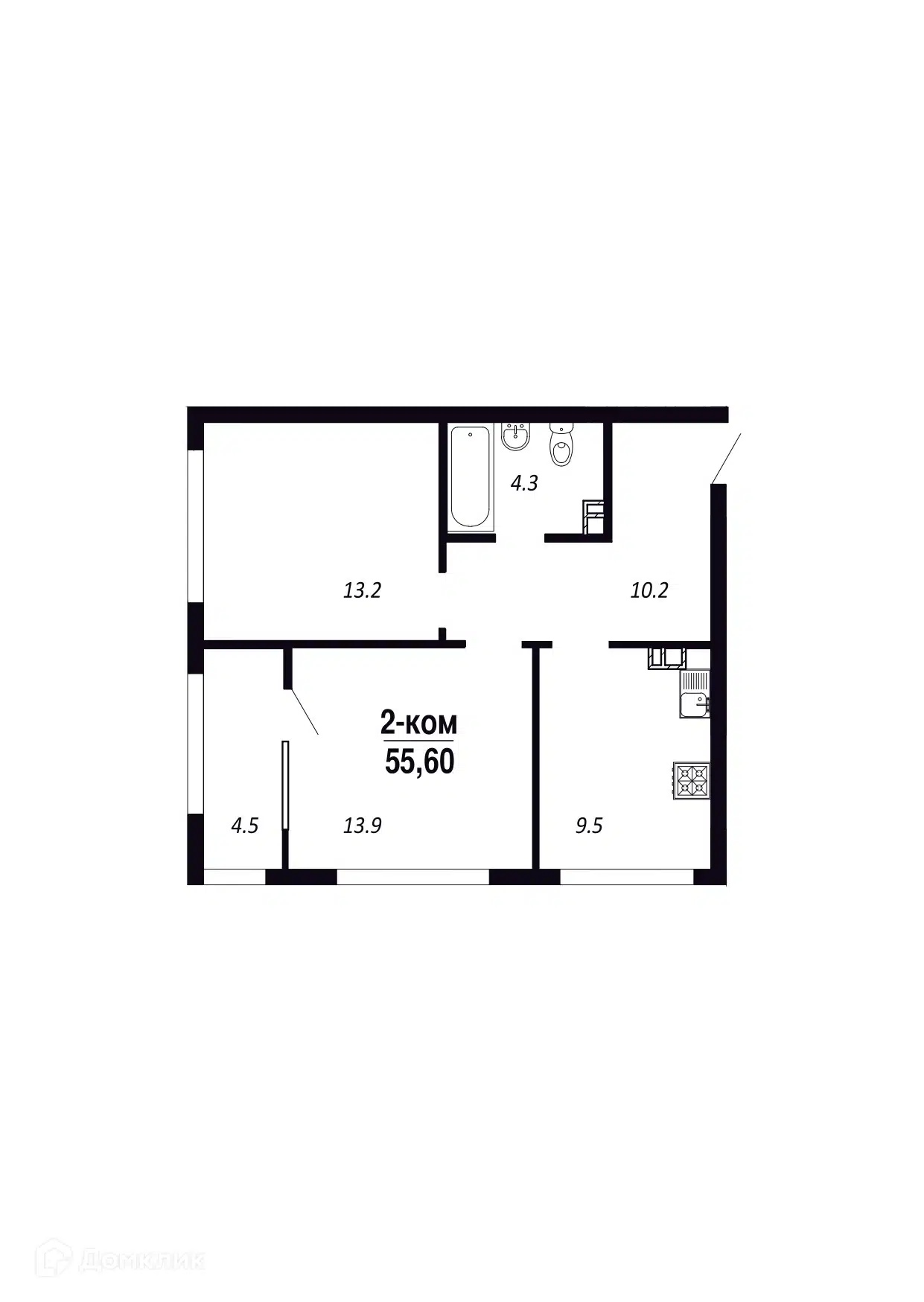 Купить 2-комнатную квартиру, 55.6 м² в ЖК ПАРК-КВАРТАЛ КОРОЛЕВ по адресу  Омск, проспект Королёва, 1, недорого – Домклик