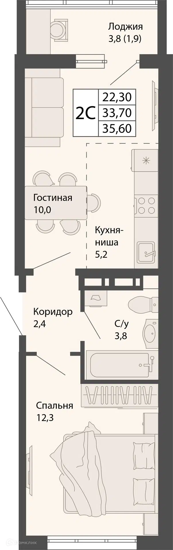 Купить 2-комнатную квартиру, 35.6 м² в ЖК Родина по адресу Новосибирский  район, рабочий посёлок Краснообск, жилой комплекс Родина, недорого – Домклик