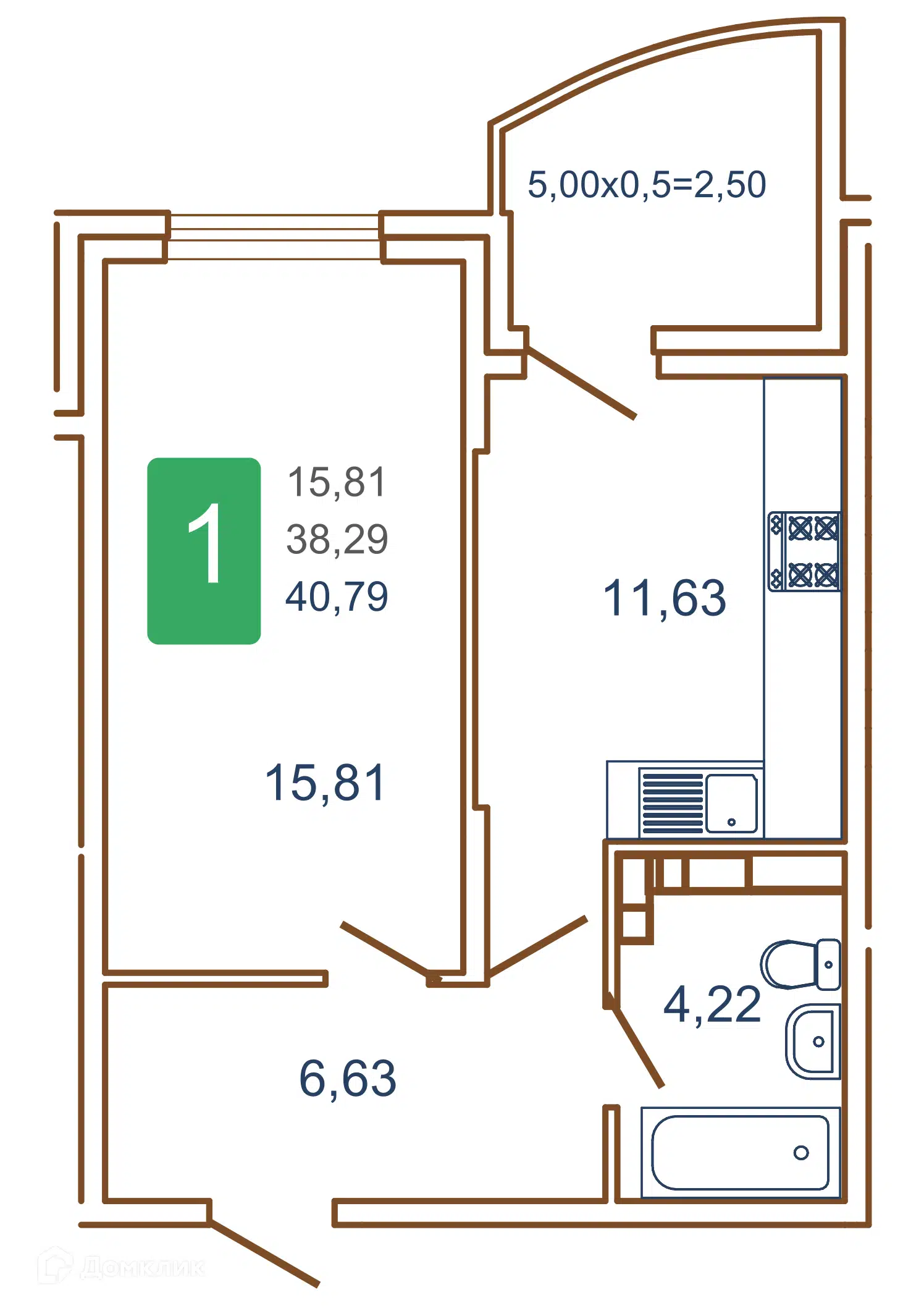 Купить 1-комнатную квартиру, 43 м² в ЖК Хорошая Погода по адресу Краснодар,  улица Кирилла Россинского, 3/1, недорого – Домклик