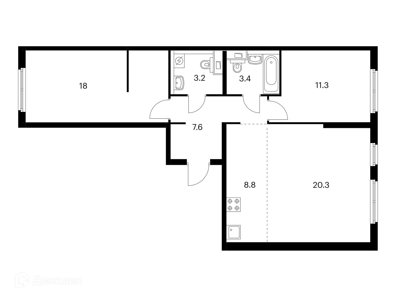 Купить 2-комнатную квартиру, 72.6 м² в ЖК Шереметьевский по адресу Москва,  Складочная улица, 8к2, метро , , недорого – Домклик