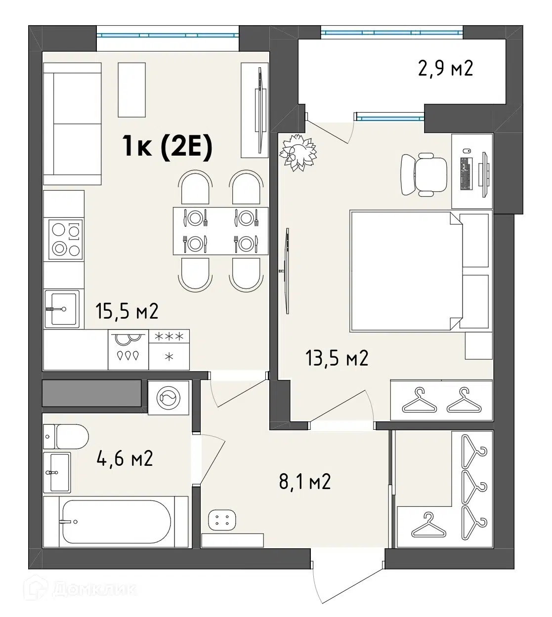 Купить 1-комнатную квартиру, 43.2 м² в ЖК Джаз по адресу Воронеж, бульвар  Содружества, 1, недорого – Домклик