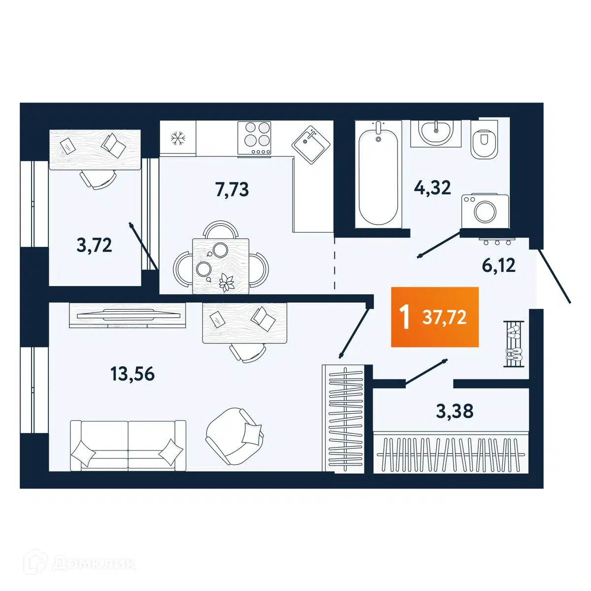 Купить 1-комнатную квартиру, 36.97 м² в ЖК Port May (Порт Мэй ) по адресу  Приморский край, Владивосток, Пихтовая улица, 35, недорого – Домклик