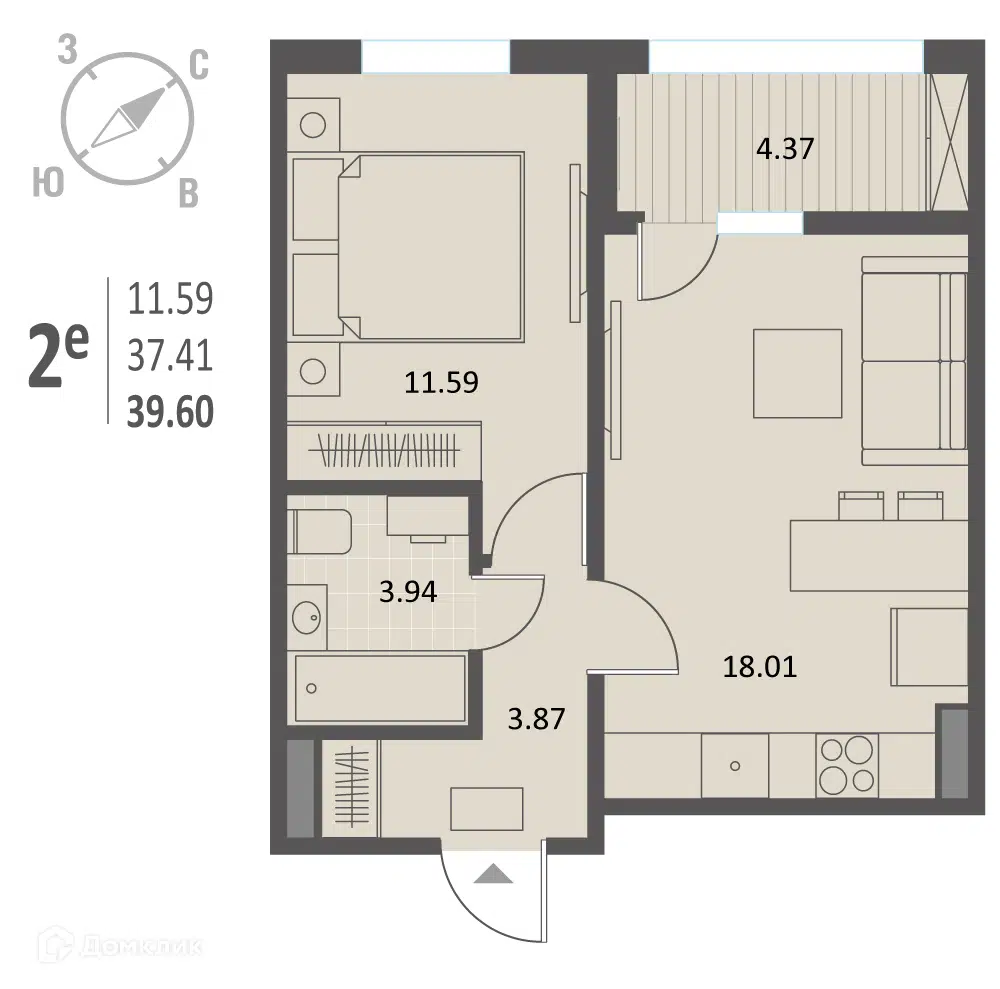 Купить 1-комнатную квартиру, 39.6 м² в ЖК ИНСТЕП.КРАСНОЗНАМЕННАЯ по адресу  Воронеж, Краснознамённая улица, 72, недорого – Домклик