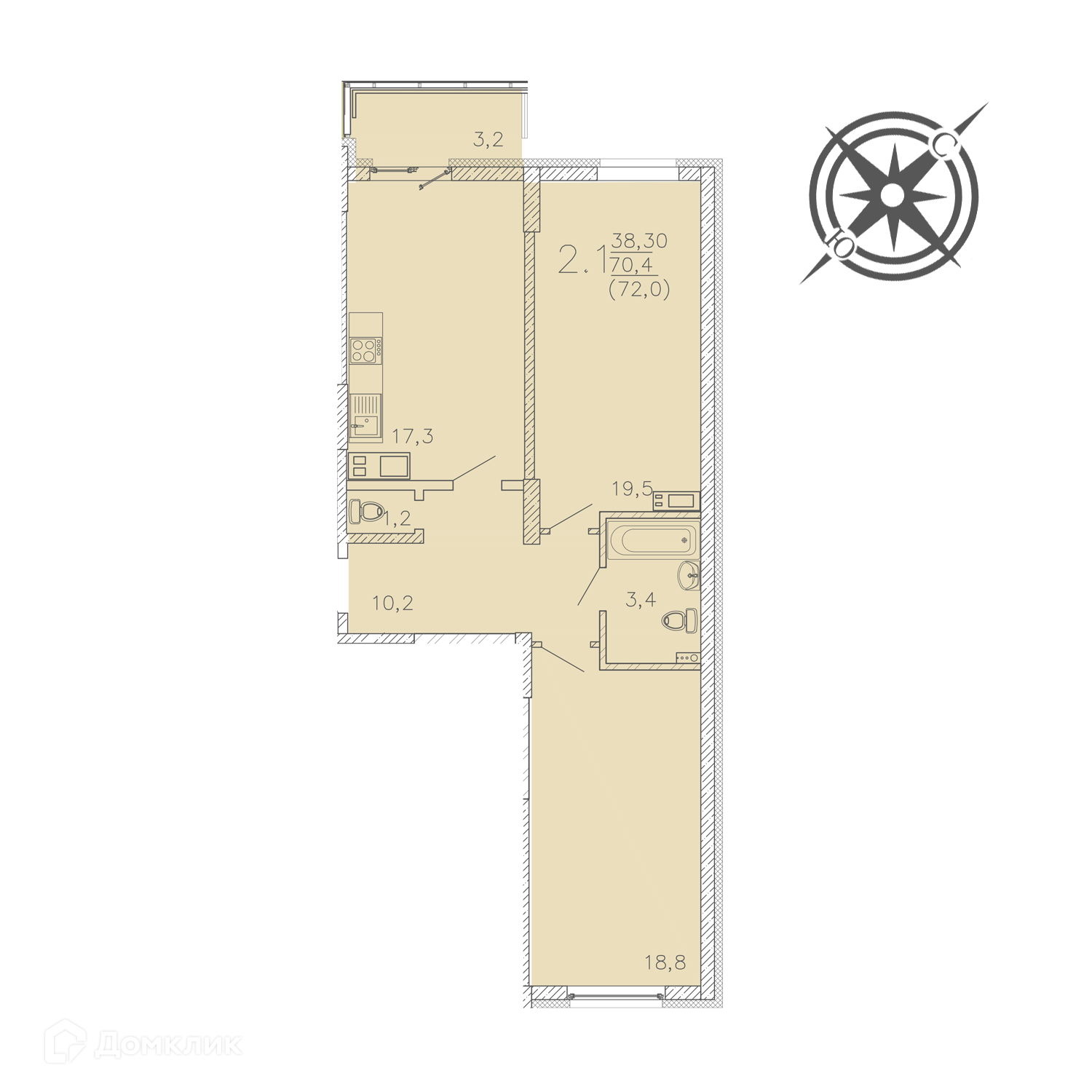 Купить 2-комнатную квартиру, 73.6 м² в ЖК АКАДЕМ Riverside (АКАДЕМ Риверсайд)  по адресу Челябинск, улица Университетская Набережная, 54, недорого –  Домклик