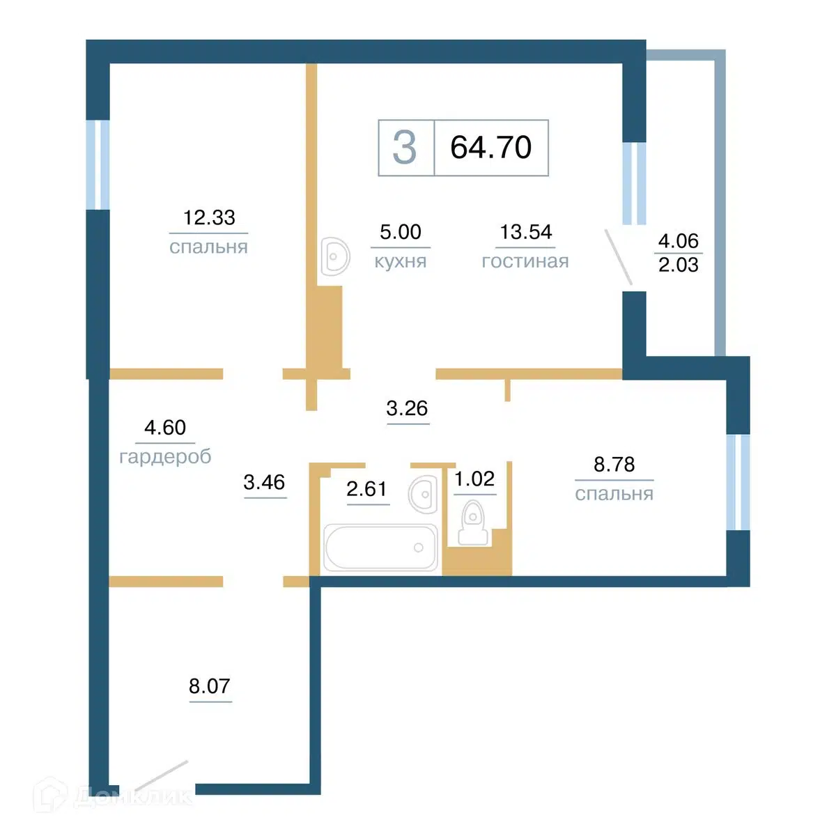 Купить 3-комнатную квартиру, 64.7 м² в ЖК Нанжуль-Солнечный по адресу  Красноярск, микрорайон Нанжуль-Солнечный, Ольховая улица, 6, недорого –  Домклик