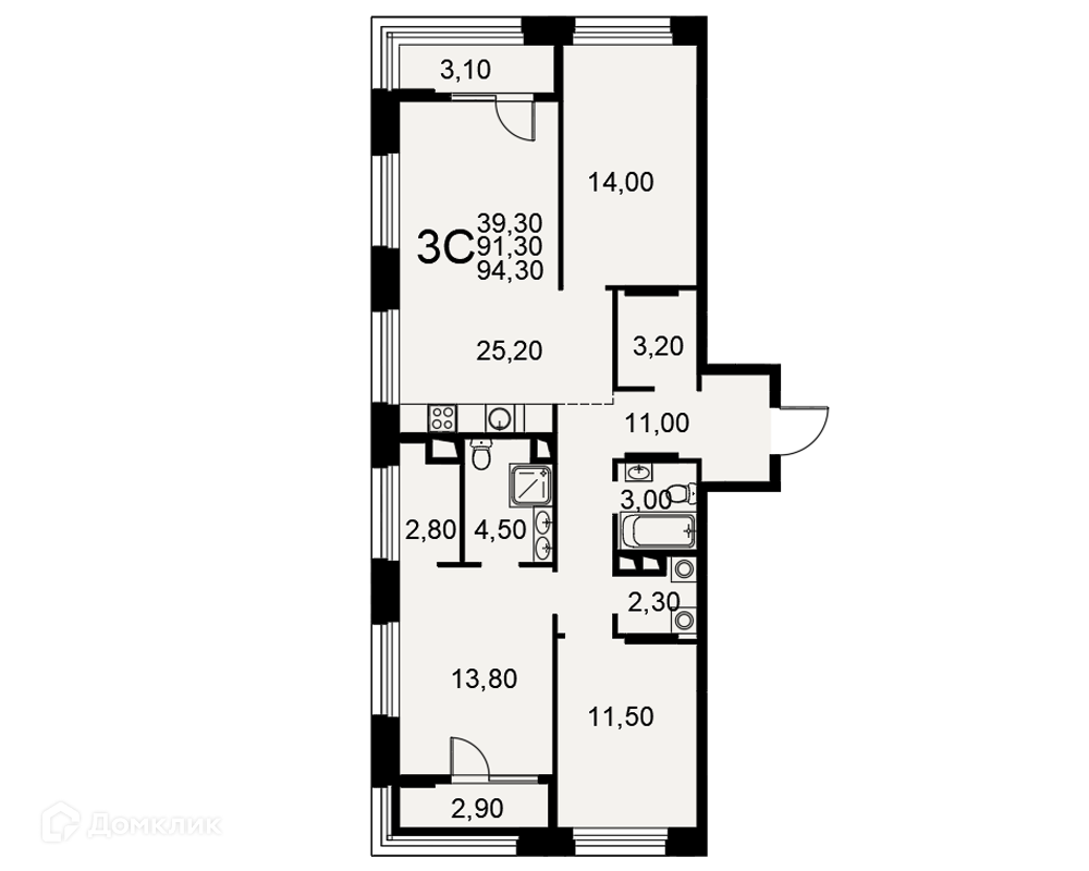 Купить 3-комнатную квартиру, 94.3 м² в ЖК Акцент по адресу Рязань,  Московское шоссе, 49к1, недорого – Домклик