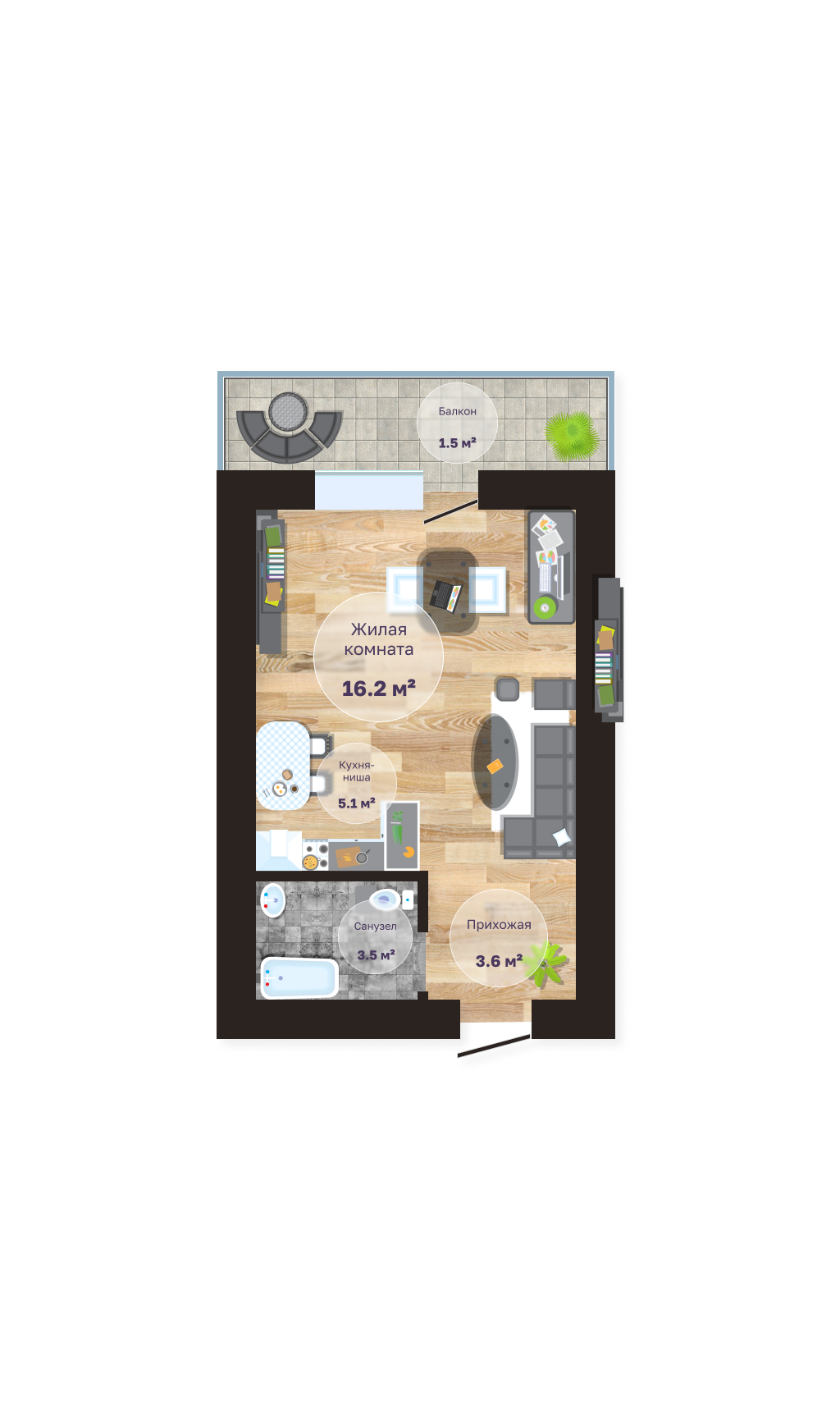 Планировка Студия 1