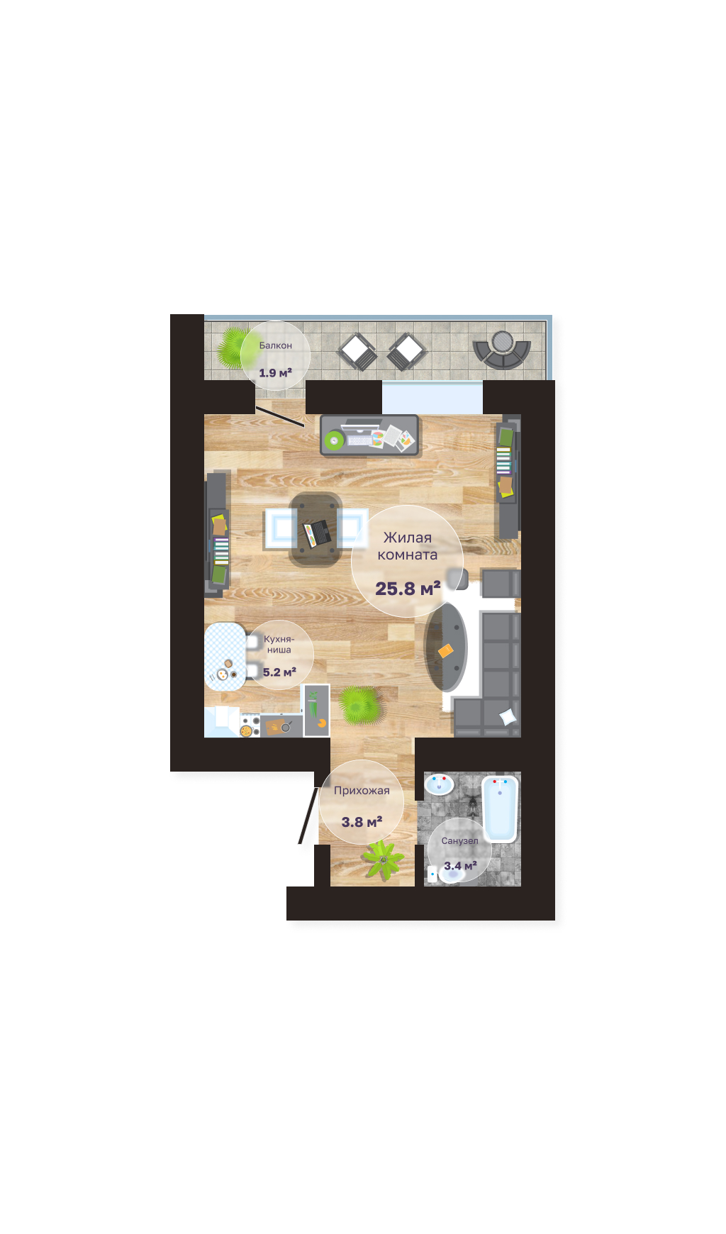 Планировка Студия 1