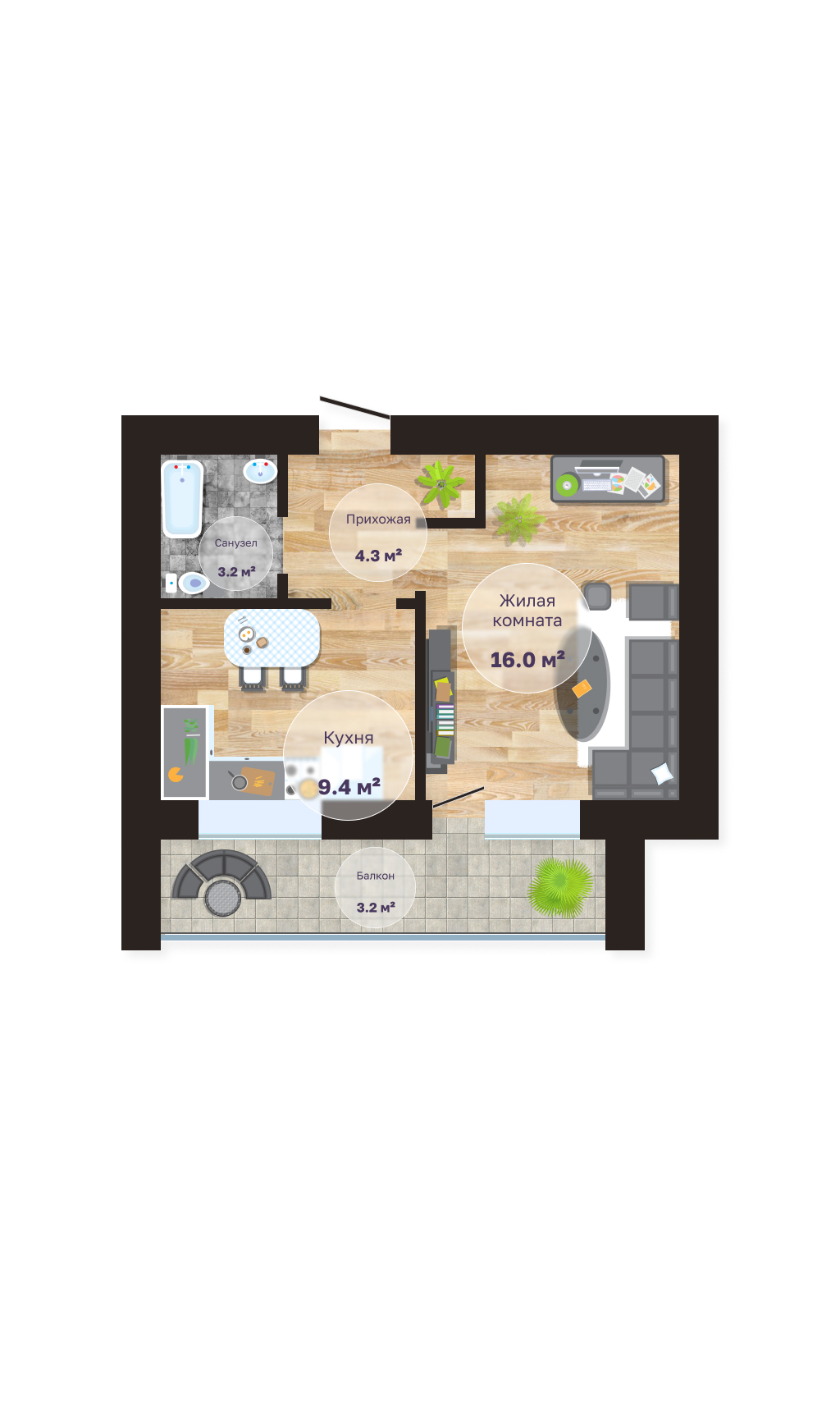 Планировка Студия 1