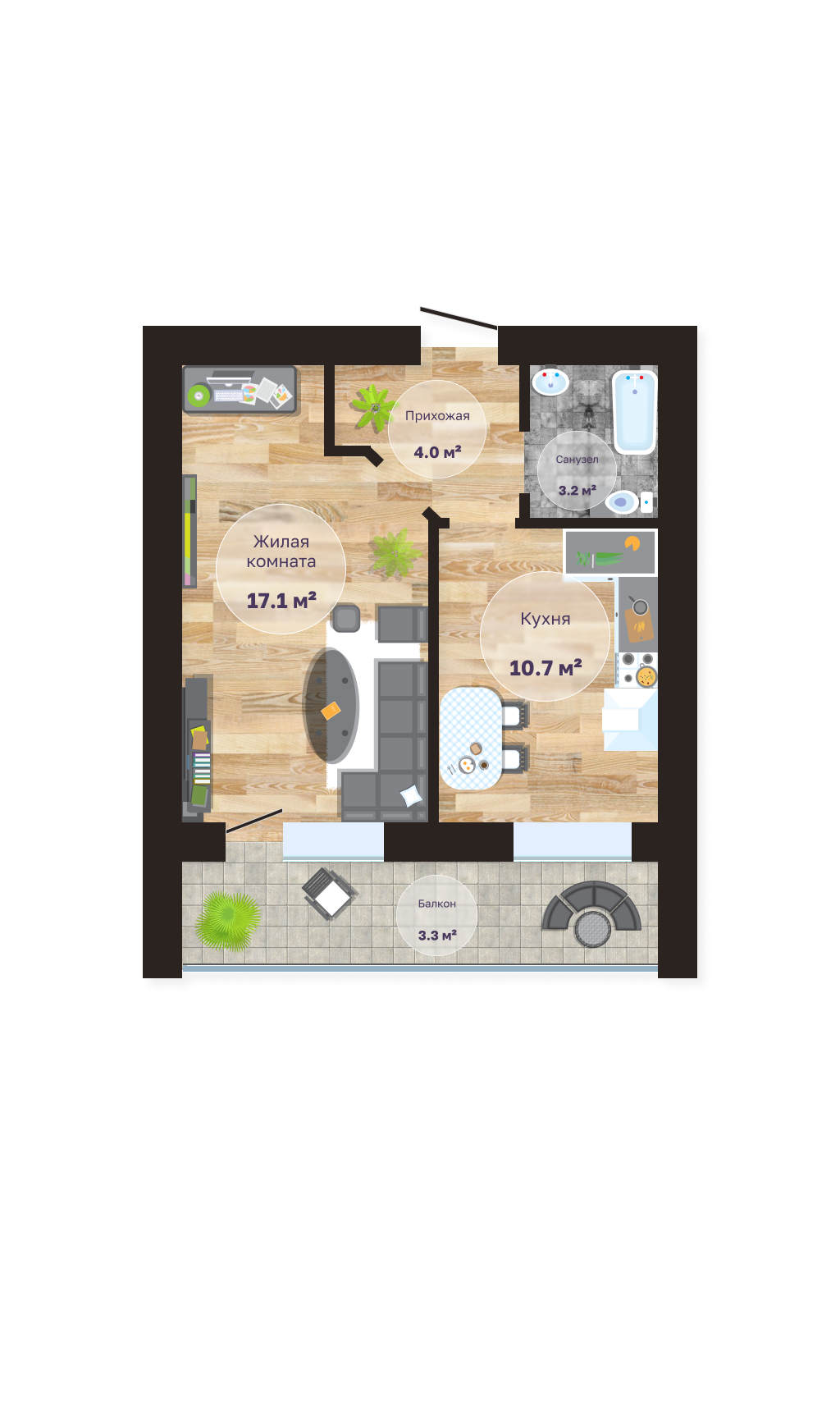 Планировка Студия 1