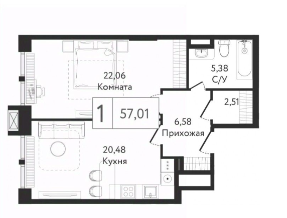 Планировка 1-комн.