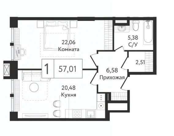 Планировка 1-комн.