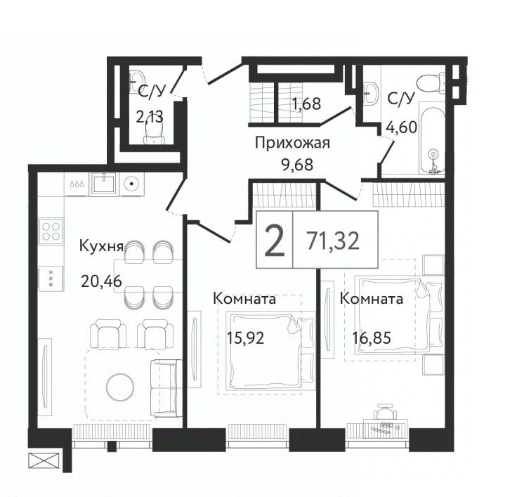 Планировка 2-комн.