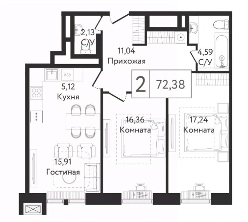 Планировка 2-комн.