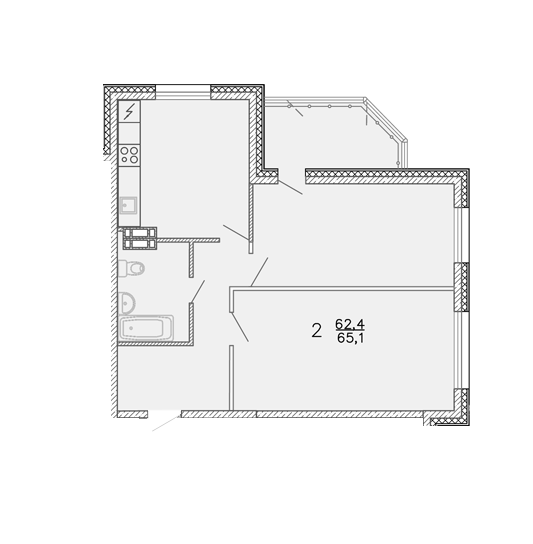 2-комнатная, 62.5 м², № 120 в Восточный