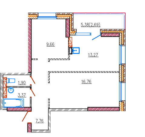 2-комнатная, 52.7 м², № 34 в Новожилово