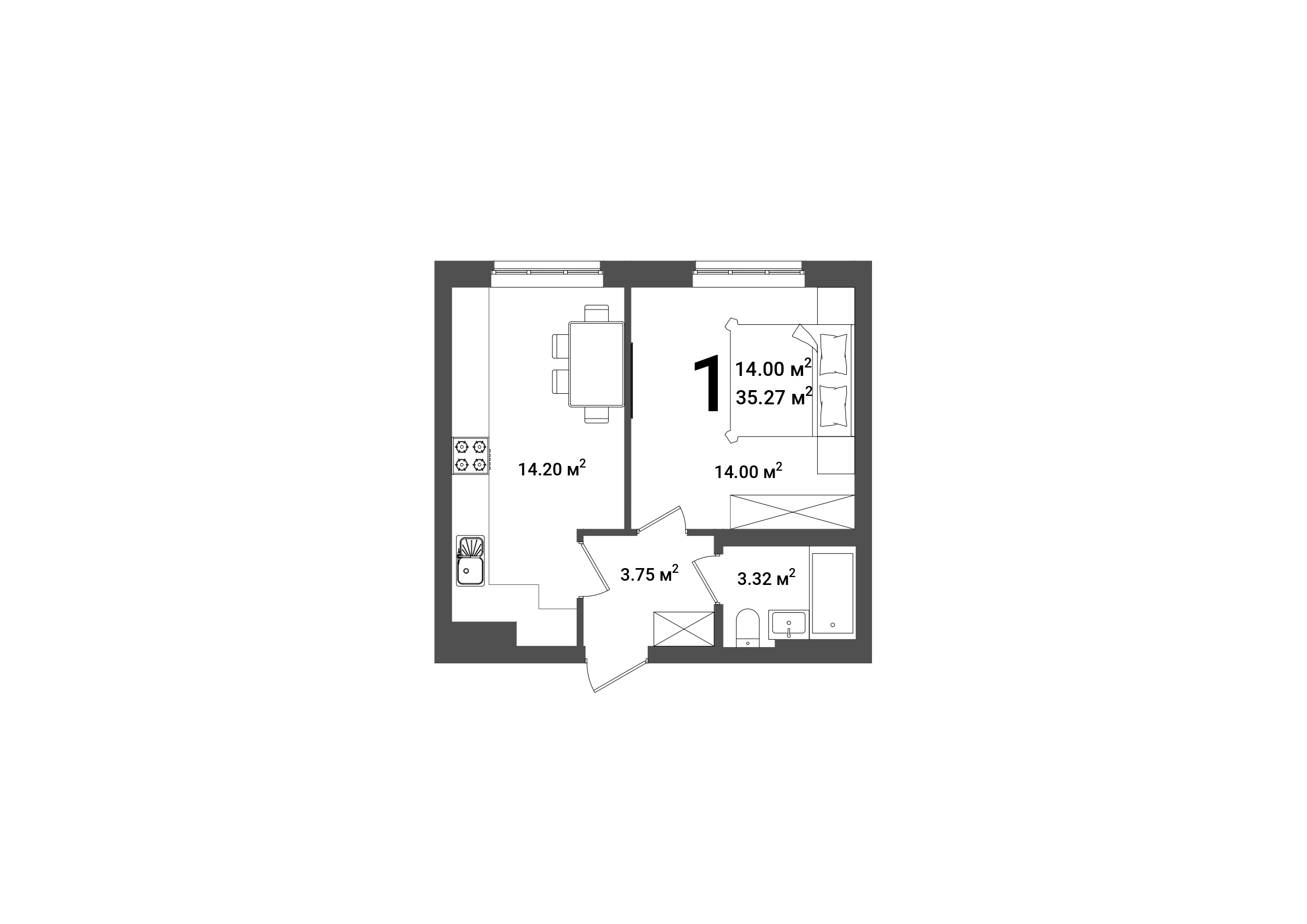 Планировка 1-комн.