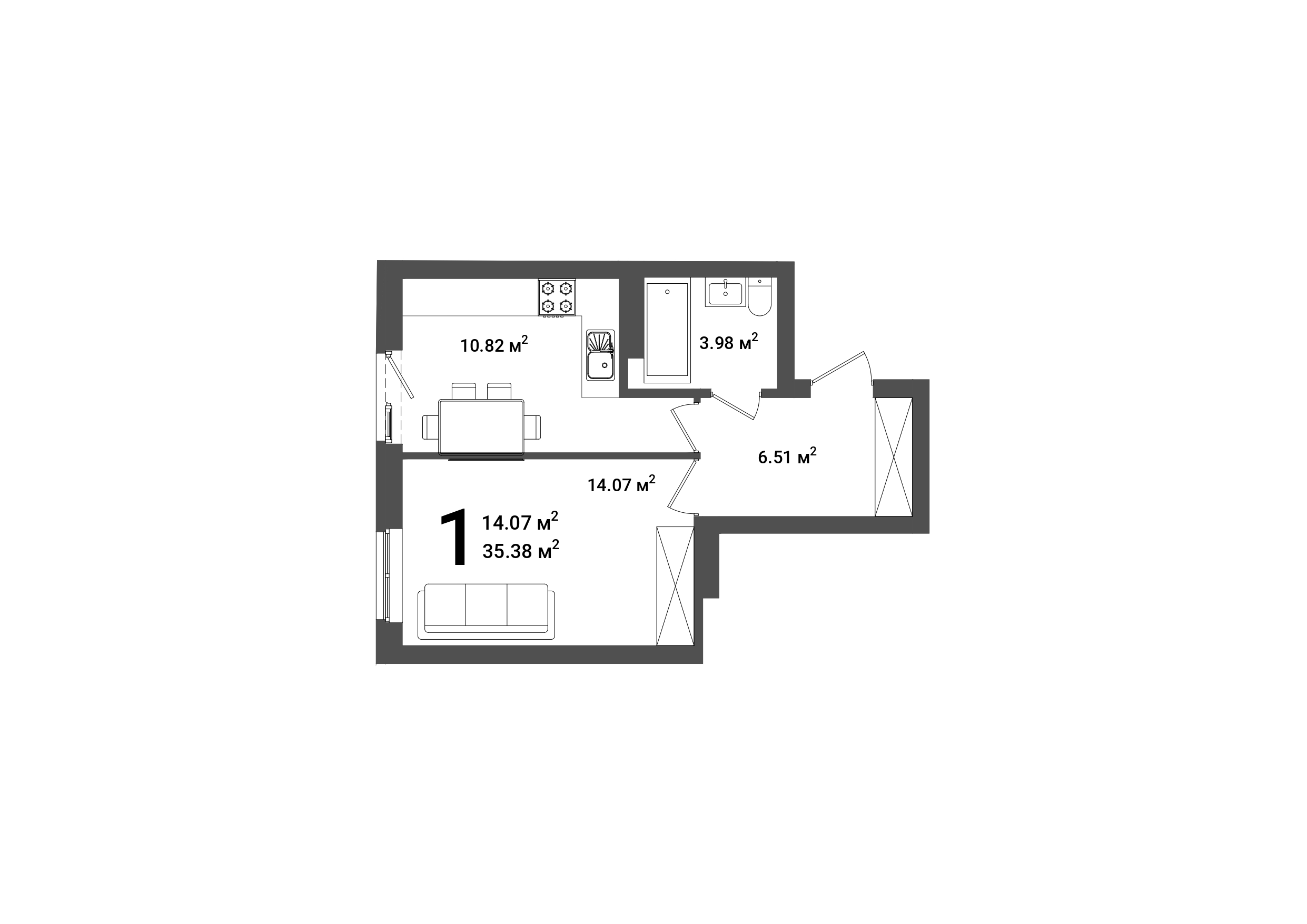 Планировка 1-комн.