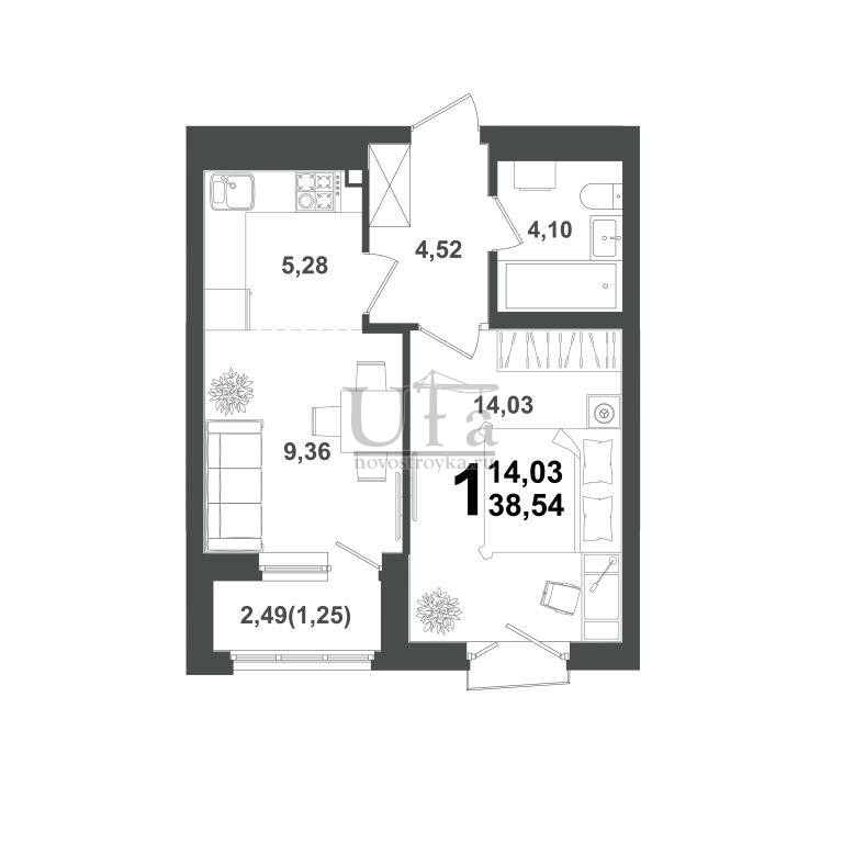 Планировка 1-комн.