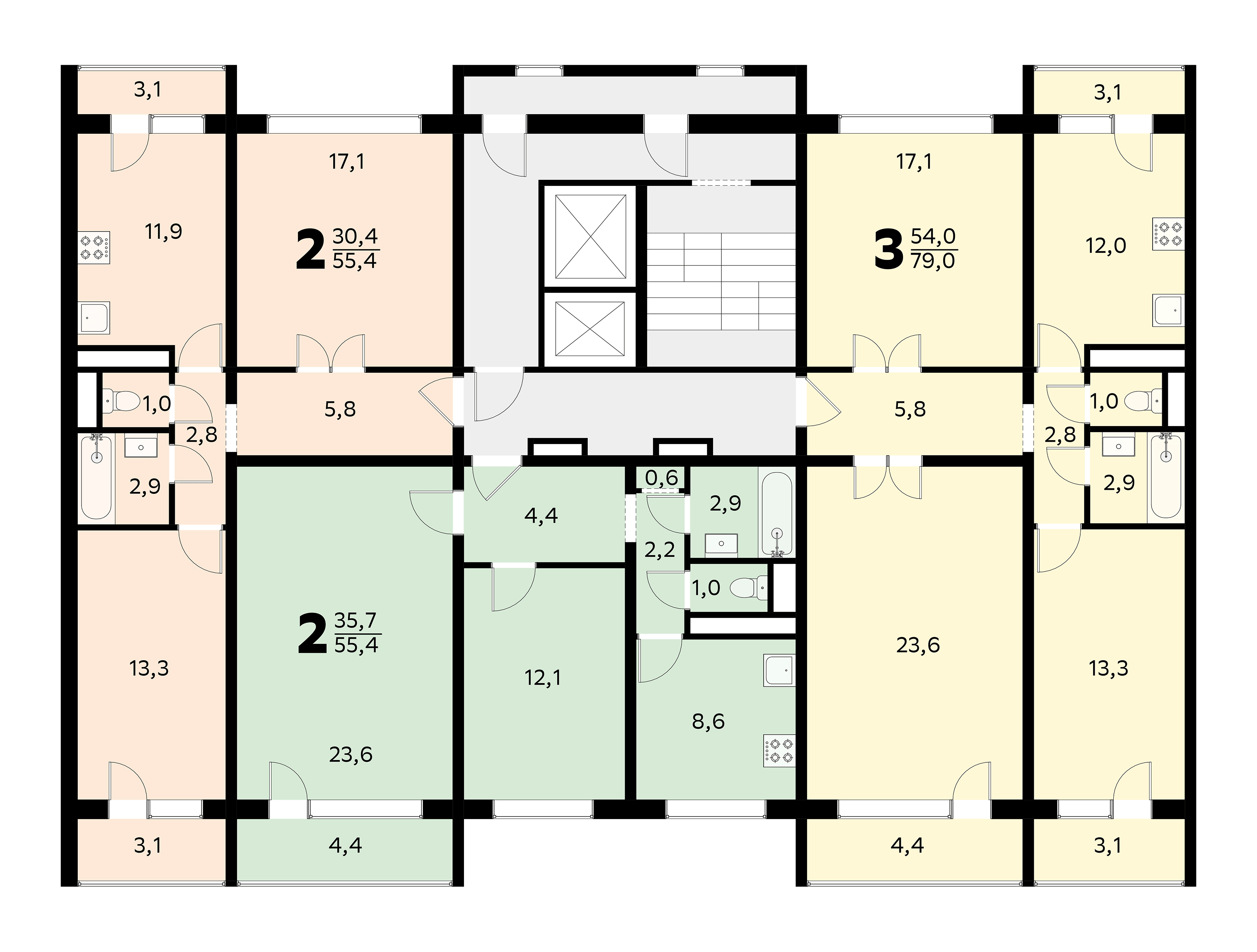 Типовой жилой дом серии ПМ планировки квартир, фото